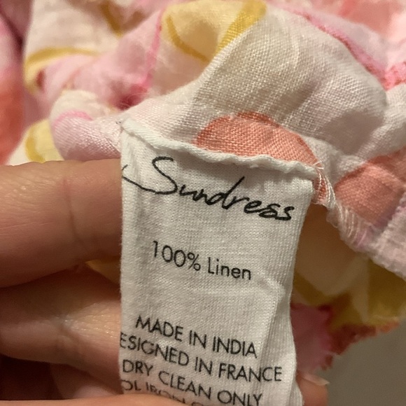 Revolve x Sundress Dress Lolita Ruffle Tiered Mini in Riviera Linen Pink Floral - Picture 9 of 12